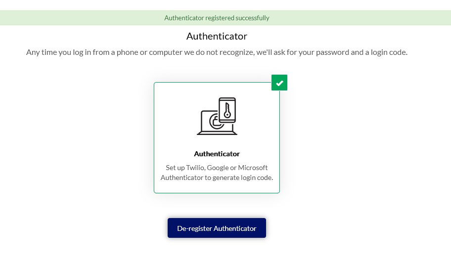 Authenticator Registered Successfully