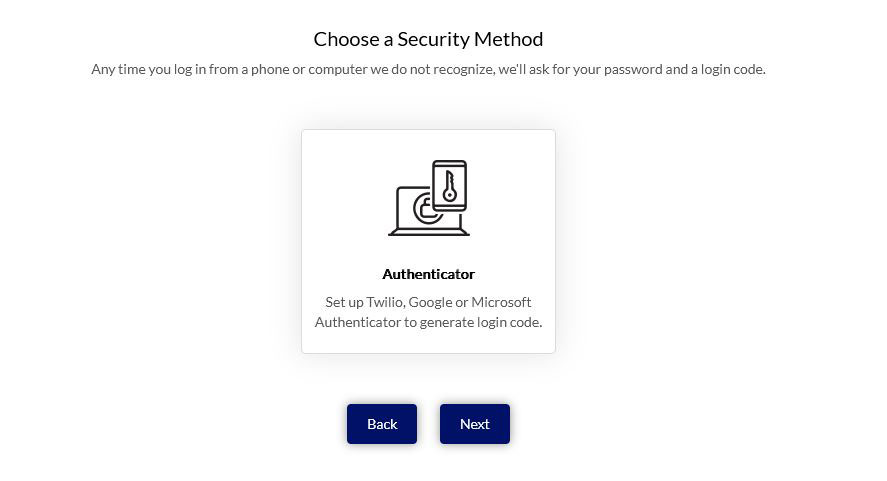Choose Security Method